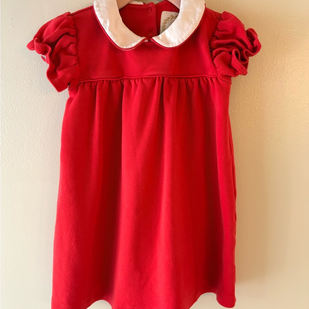 Beaufort Bonnet Girls Red Dress with White Collar
